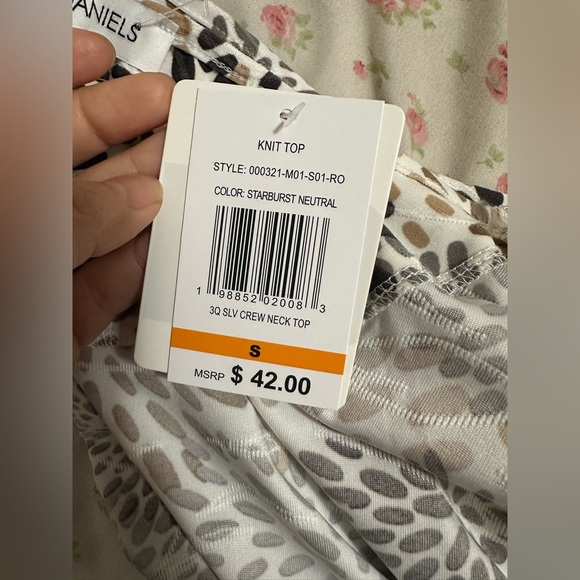 Emily Daniels quarter sleeve spandex pullover relaxed fit top Small - Picture 6 of 8